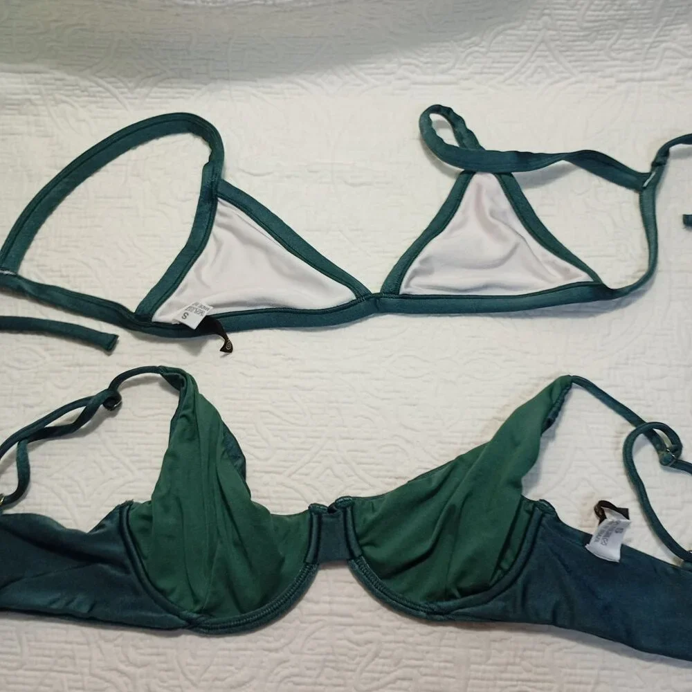 Acqua Di Palma Green Bikini Set 2 Bra With Underwire & Adjustable Straps Small - Picture 8 of 9